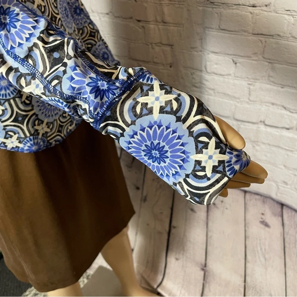 New Free People Fireside Long Sleeve Base Layer Blue Top Size M